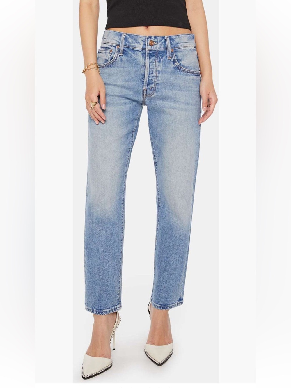 NWT Mother Lil’ Hover mid rise straight leg petite 31